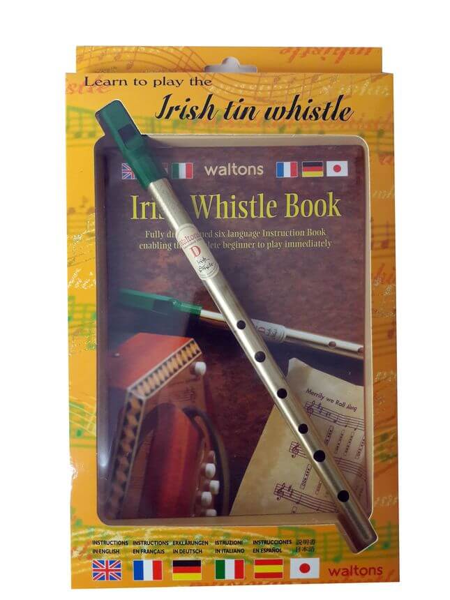 Irische Flöte Tin Whistle aus Messing mit Spielanleitung für Anfänger