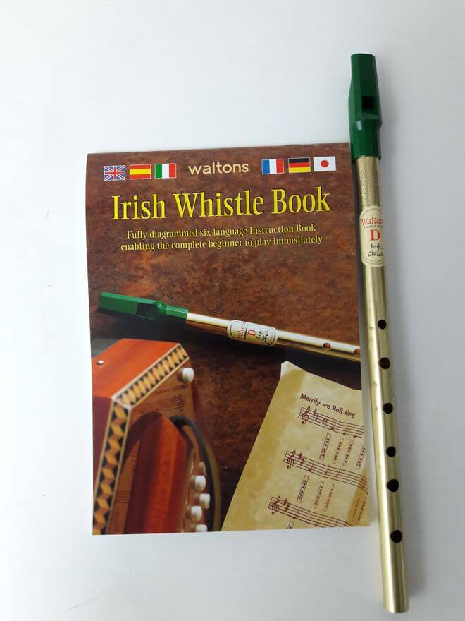 Irische Flöte Tin Whistle aus Messing mit Spielanleitung für Anfänger
