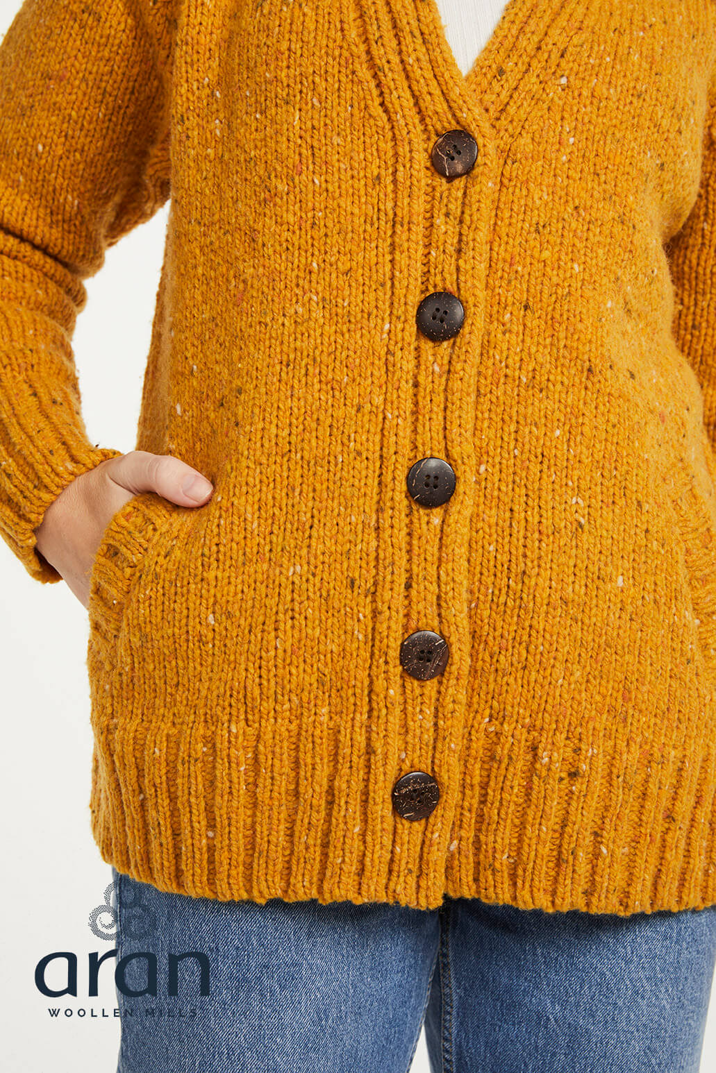 Irische Strickjacke für Damen aus Donegal Tweedwolle S