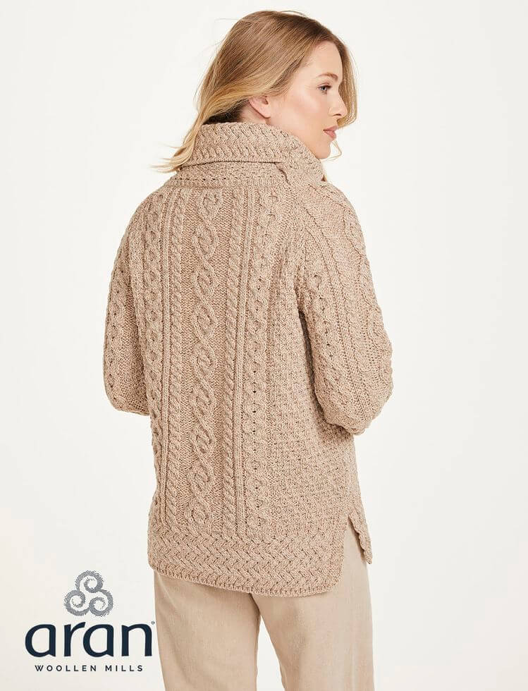 Damenpullover aus 100% Wolle, beige M