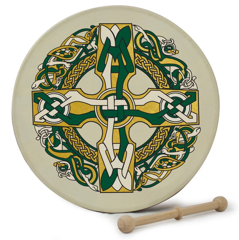 Waltons Bodhrán, 30 cm, Celtic Cross, Rahmentrommel-Set