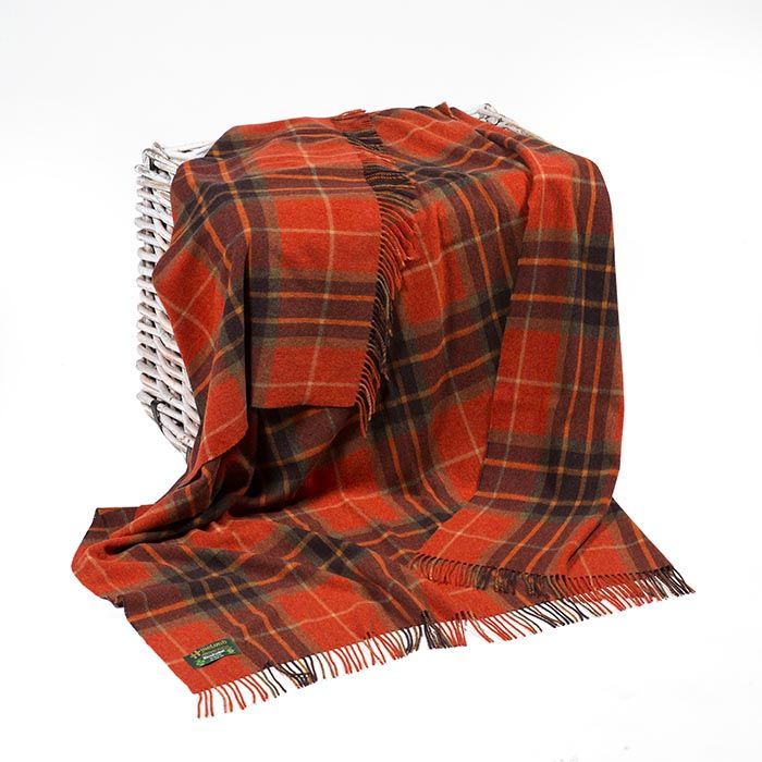 Gewebte Irische Plaidmuster-Wolldecke aus 100% Lambswool