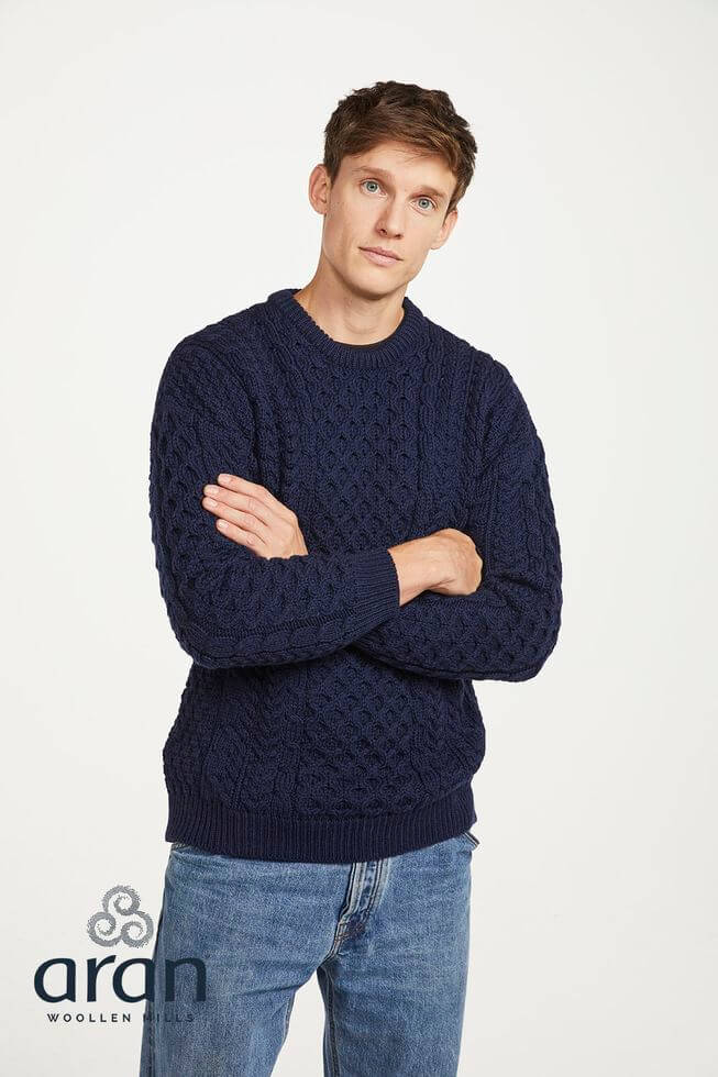 UNISEX Aran Sweater aus weicher Merinowolle M