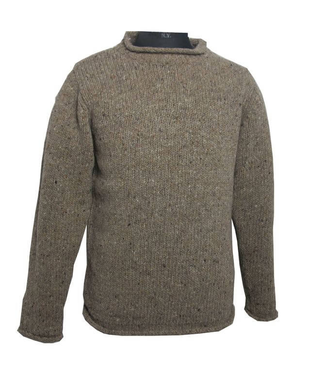 Irischer Herren Tweedwollpullover mit Rollkragen L