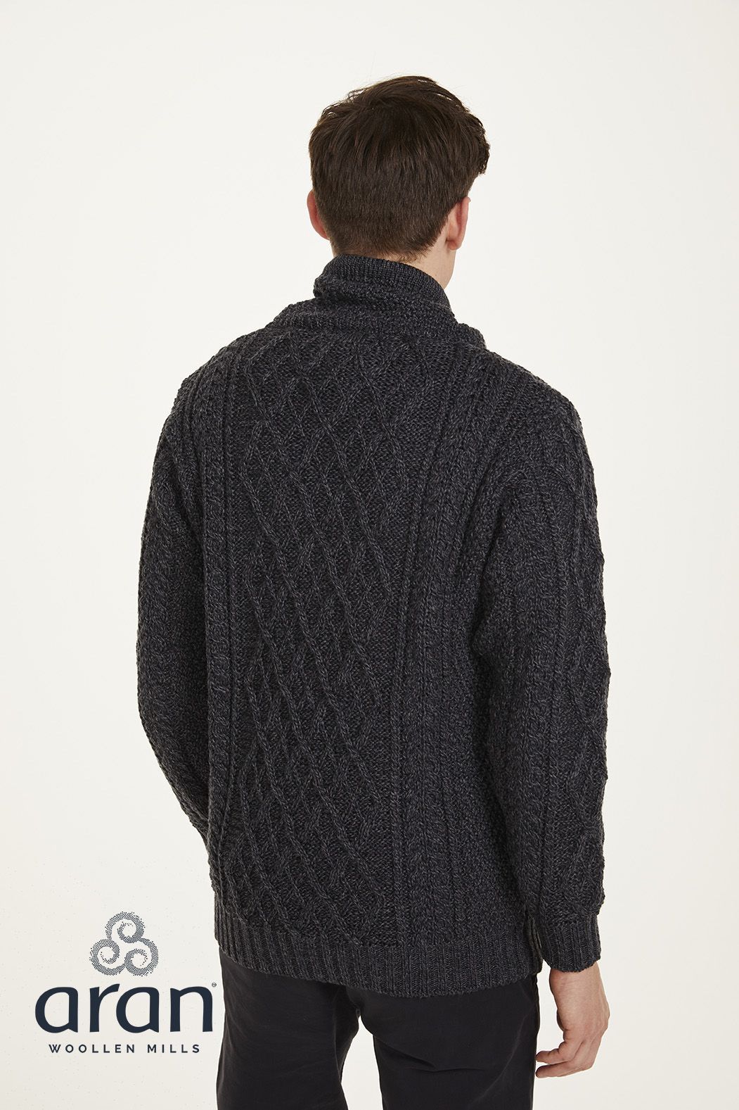 Irischer Aran Pullover im Hoodie Look M