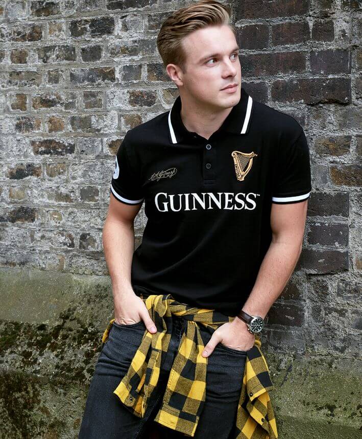 Schwarzes GUINNESS Polohemd mit  Guinness Logo L