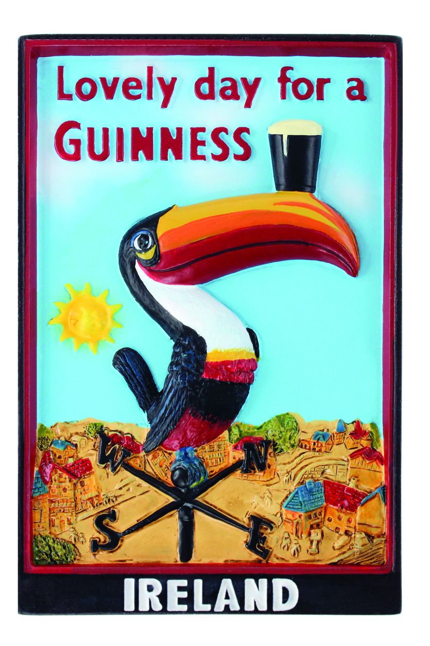 Guinness Magnet mit Tukan auf der Wetterfahne