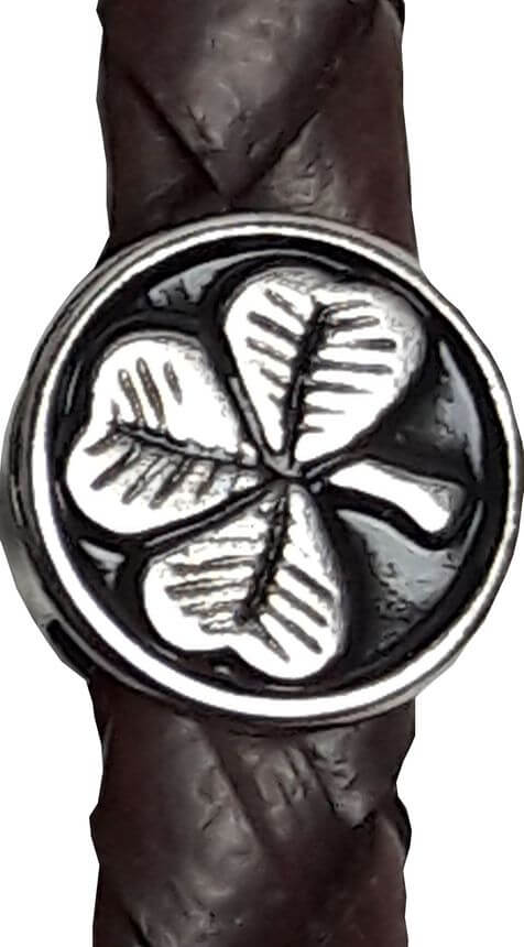 Irisches Armband aus Leder mit Kleeblatt-Ornament