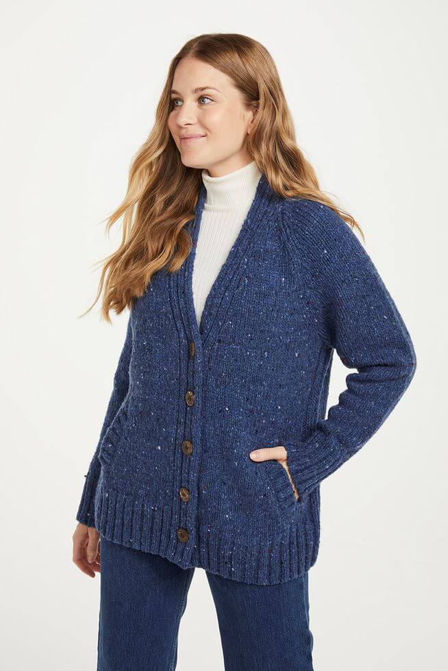 Irische Strickjacke für Damen aus Donegal Tweedwolle M