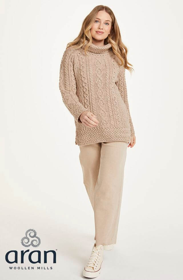 Damenpullover aus 100% Wolle, beige M