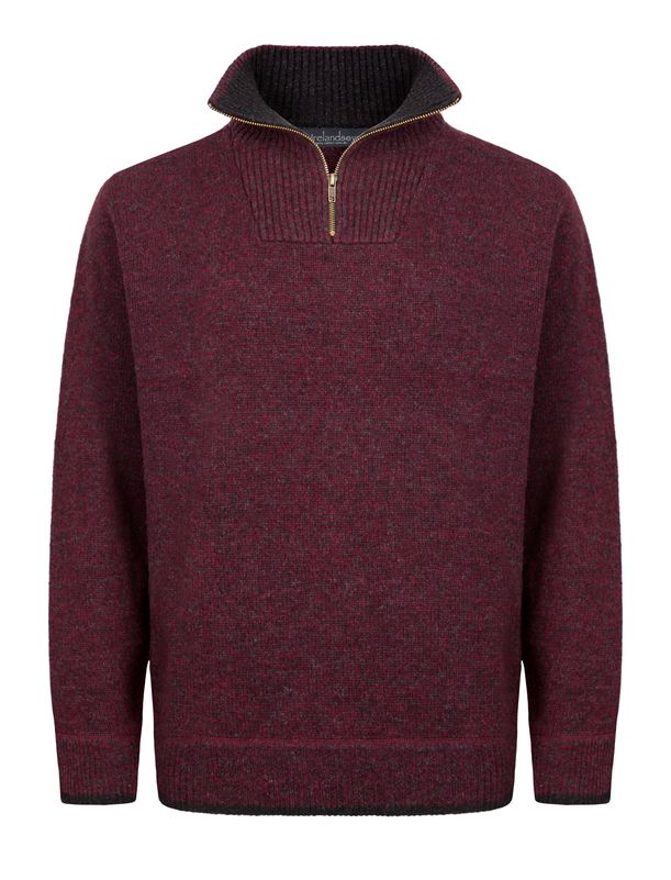 Irischer Troyer Pullover aus Lammwolle Mélange Rouge XL